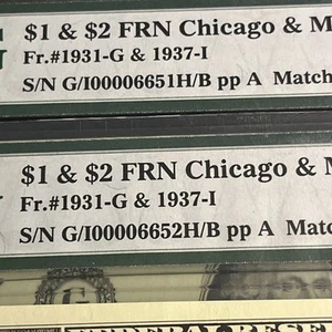 2003 Two CONSECUTIVE Sets Of Matching 4 DIGIT Serial Numbers PMG GEM $1/$2 FRN - Picture 1 of 12