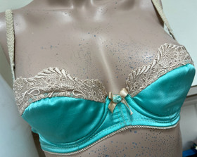 Agent Provocateur 32A 32B 34A aqua silk vintage demi bra