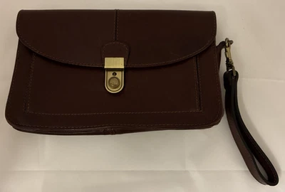 Muñequera/cartera clutch divisor vintage de cuero marrón rojizo Marvic Foto 1 de 4