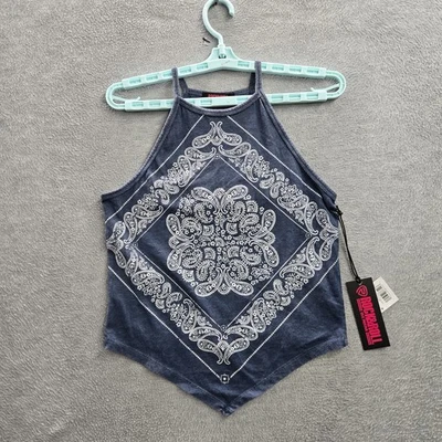Rock & Roll Denim Women Tank Top M Blue Paisley Bandana Graphic Pullover NWT - Image 1 of 4