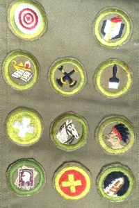 Vintage 1930's 1940's Boy Scout Merit Badges Sash with 11 Patches. See Photos - Picture 1 of 3