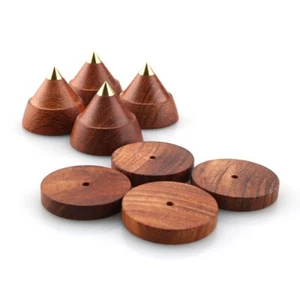 4Set Wzmacniacz HiFi Głośniki Palisander Izolacja Stojak Kolce Nóżki + Podkładki 23x20mm - Zdjęcie 1 z 7