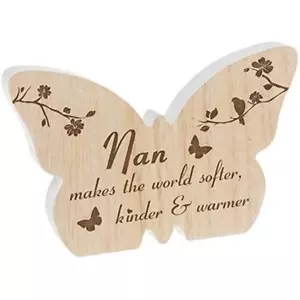 Nan Butterfly Sign Sentiment Gift Wooden Plaque Love Affection Sentimental Care - Picture 1 of 3