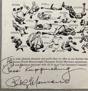 Rocky Marciano Signed Poster Boxing Autograph Inscr Heavyweight Champ HOF JSA - Picture 1 of 10