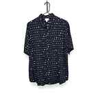Men’s black button down shirt with baseball and bat graphics dad sports sz large