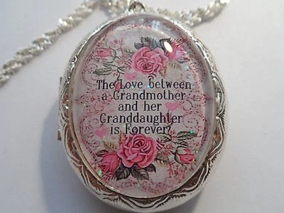 FRENCH LACE THE LOVE BETWEEN A GRANDMOTHER AND GRANDDAUGHTER IS FOREVER LOCKET - Image 1 of 3