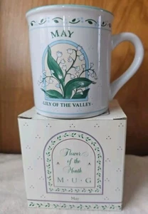Papel May Lily of the Valley Mug Flower of the Month White Birthday China Vtg - Picture 1 of 4