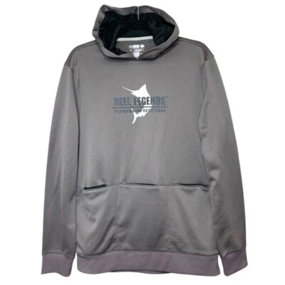 Reel Legends Fishing Hoodie Sweatshirt Sz M Gray Multi Pocket Hands Free UPF 50 - Image 1 of 4