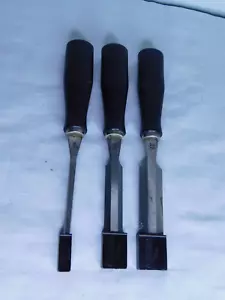 Stanley 5005 Chisel Set (3) 25mm 18mm & 6mm c/w End Covers - Picture 1 of 9