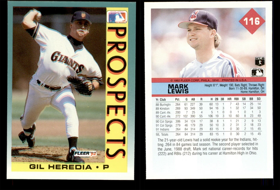 RARO! Tarjeta de error Fleer 1992 espalda incorrecta primera ejecución errores de impresión * TÚ ELIGES * Foto 1 de 1