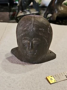 Vintage Inuit Soapstone Carving of Man's Head Eskimo Art - Picture 1 of 7