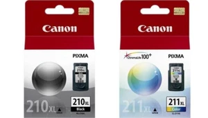 Genuine Canon PG-210XL Black Ink Tank + CL-211 XL Color Ink Tank - Picture 1 of 3