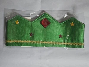 Sarah's Silks Reversible Silk Crown Green & Gold Star Accents Adjustable Fit - Picture 1 of 2