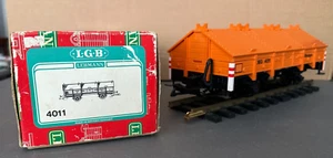 LGB 4011 G Gauge Gondola wagon with ballast bins orange - Picture 1 of 20
