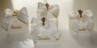 5x EDLES GASTGESCHENK Taufe Kommunion Konfirmation Truhe Kreuz gold Neu - Bild 1 von 4