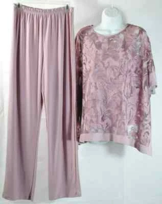 OLEG CASSINI Madre de la Novia Jersey Pantalón con Ilusión Detalle Capa Talla 6 Foto 1 de 4