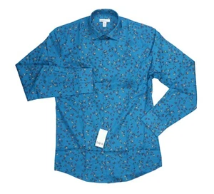 Bar III Floral Slim Fit Long Sleeve Organic Cotton Button Down Shirt M NWT Berry - Picture 1 of 2