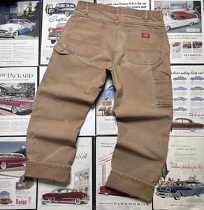 Pantalones de Carpintero Dickies Vintage Años 90 Talla 34x30 Tostado Ropa de Trabajo Lona Pesada - Imagen 1 de 9
