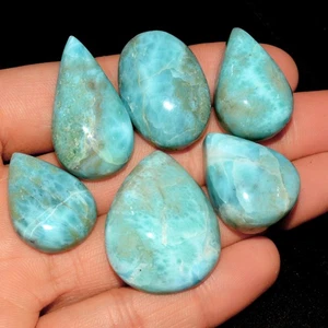 Lot de 6 pierres précieuses en vrac cabochon larimar bleu naturel 287 ct 32 x 24 24 24 x 19 mm #15676 - Photo 1/6