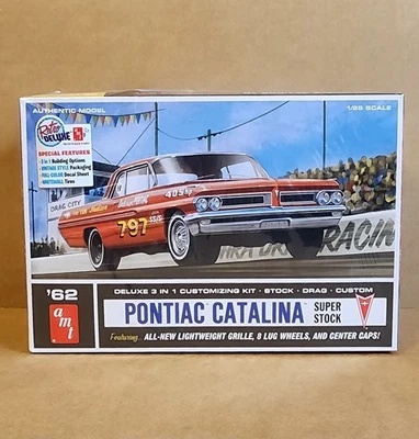 Kit modelo AMT 1962 Pontiac Catalina Super Stock #1392 danos na caixa - Imagem 1 de 4