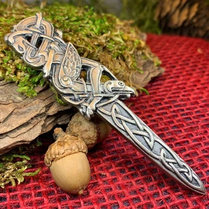 NEU Massiver Zinn Keltischer Rabe Kilt Pin Schottisch Schottland Irisch Heidnisch Herren Pin - Bild 1 von 8
