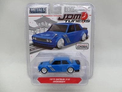 Jada JDM Tuners 1973 Datsun 510 carrocería ancha, azul, 2018, Import Racer, diecast 1/64 Foto 1 de 4
