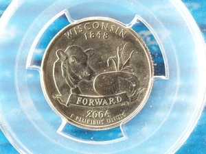 2004 D, Washington Quarter, Wisconsin, PCGS MS65 Extra Low Leaf Error - Picture 1 of 4