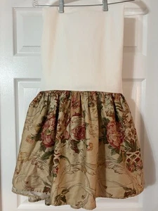 Ralph Lauren Guinevere Cotton Sateen Tan Floral Queen Bed Skirt Dust Ruffle EUC - Picture 1 of 6