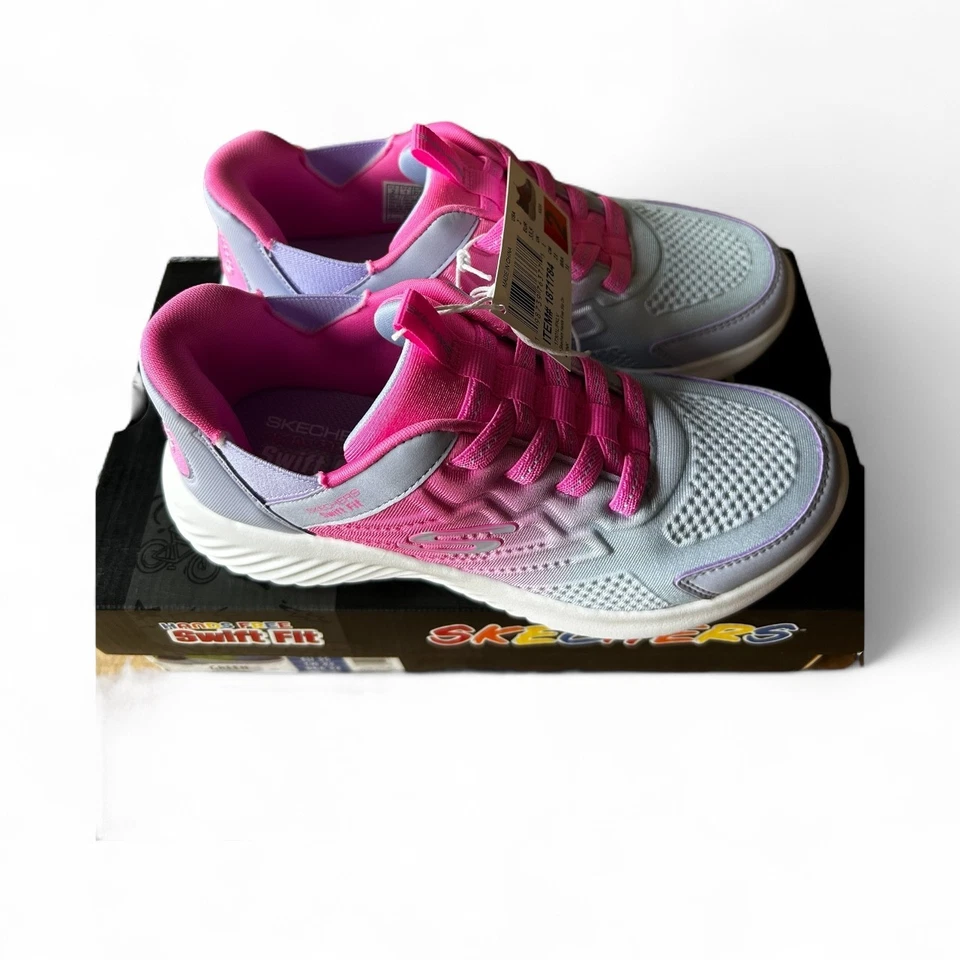 Skechers Girl's Size 1 Swift Fit Hands Shoes Sneakers Slip In Pink