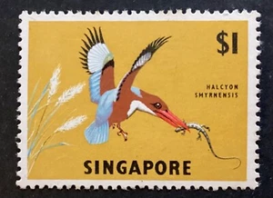 SINGAPORE 1962 $1 White Breasted Kingfisher lhm SG75 (B99) - Picture 1 of 2