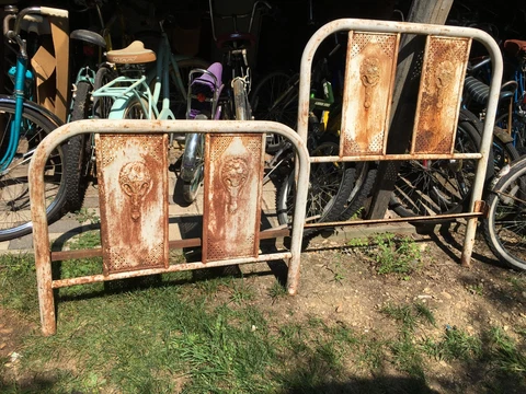 Antique Cast Iron Bed Headboard Footboard  Garden Art Cover