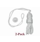 WHITE DOUBLE CAP SHADE TASSELS & Screw Buttons for Roller Window Shades (2-Pack)