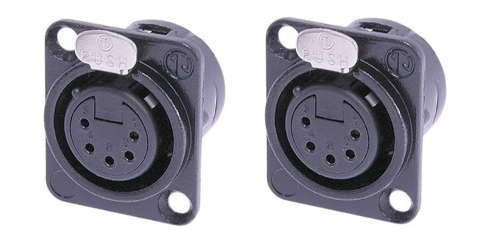 2 Neutrik NC5FD-L-BAG-1 5 pines hembra XLR DMX panel de iluminación conector negro/plateado Foto 1 de 1