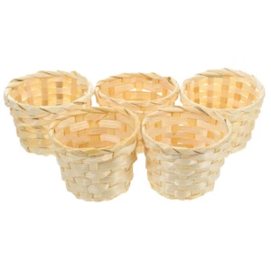 5 Pcs Bamboo and Wood Woven Basket Child Girl Baskets Centerpieces Decor - Picture 1 of 12