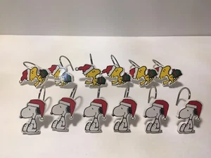 Peanuts Snoopy & Woodstock Christmas Shower Curtain Hooks Charlie Brown - Picture 1 of 9