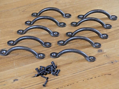 10 IRON DRAWER BIN PULLS SMALL LONG CABINET HANDLES KITCHEN BATH WINDOW SMALL - Image 1 of 4