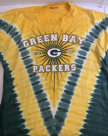 Vintage Green Bay Packers Men's Tie Dye Single Stitch Green Shirt Size XL Cover