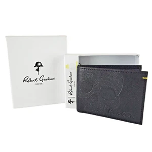 Robert Graham - Skull Embossed Men's Leather Bifold Wallet - Black - New in Box - Picture 1 of 10