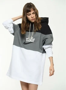 WOMENS NIKE FRENCH TERRY OVERSIZED HOODIE DRESS SIZE S (CJ3926 010) Loose Fit - Picture 1 of 8