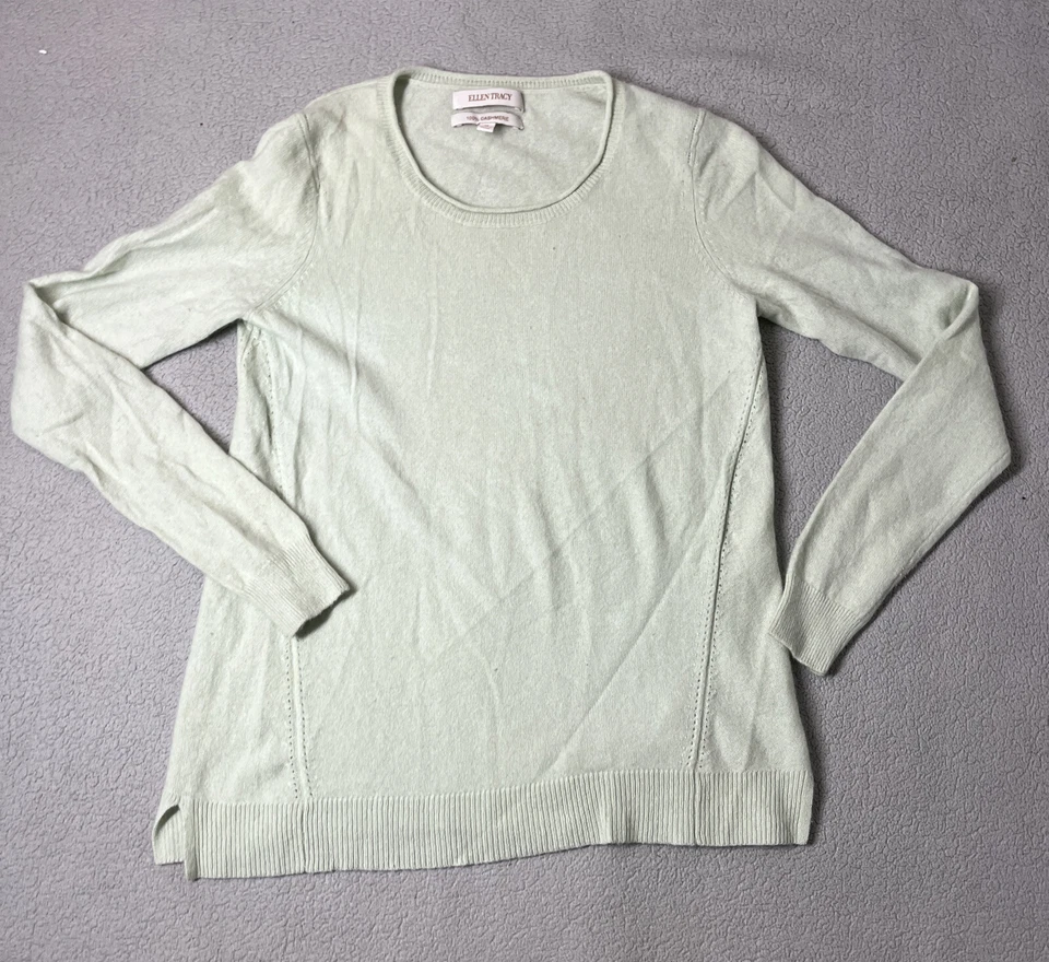 Suéter Ellen Tracy Verde 100% Cachemira Manga Larga Preppy Talla M Foto 1 de 4