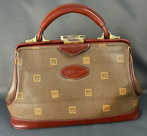 Vintage French Texier Leather Satchel Doctor's Bag Purse Tan & Brown - Picture 1 of 24