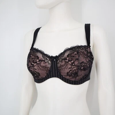 NEW Antonia Balconette Lined Bra from Anita Rosa Faia 34 DBlack Lace Pink Sexy - Image 1 of 4
