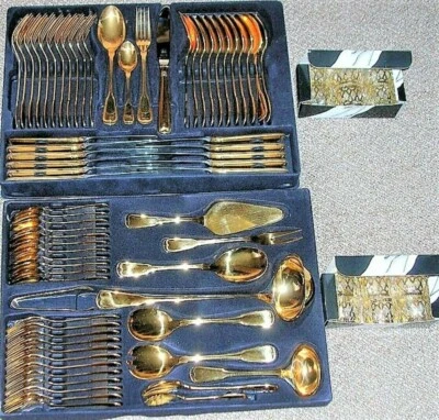 82 teil. Besteck vergoldet 12 Pers. Besteckkasten Solingen Olympia OHNE Koffer🍴 - Bild 1 von 4