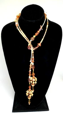 可爱长项链 Michal Negrin 带粉红色阴影水晶迷人独特。 — 第 1/4 张图片