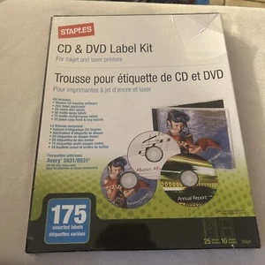 STAPLES CD DVD 23034 Kit 175 Assorted Labels Inkjet Laser Printer 5931 8931 - Afbeelding 1 van 6