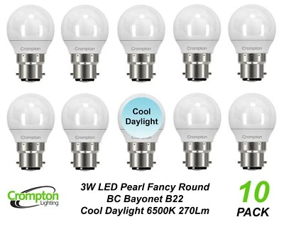 10 x Quality LED 3W Daylight Light Globes / Bulbs Bayonet B22 6500K Cool White - Image 1 of 4