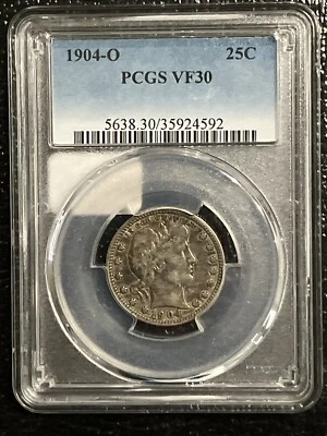 1904 O Barber Quarter 25c PCGS Certified VF30. Tougher Sleeper Date. New Orleans - Image 1 of 4