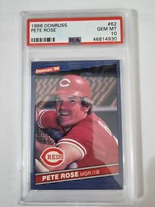 Pete Rose Donruss 1986, # 62, PSA 10 GEM Mint, Cincinati Reds 