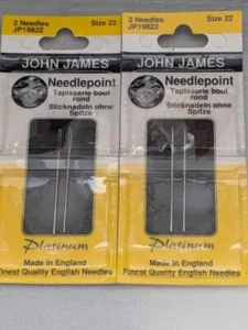 John James Needlepoint Tapestry hand Needles Size 22 - 4 needles new Platinum - Picture 1 of 2