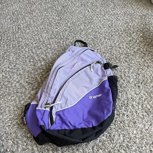 Zaino borsa a tracolla vintage Trans Jansport tracolla regolabile tasche viola - Foto 1 di 8